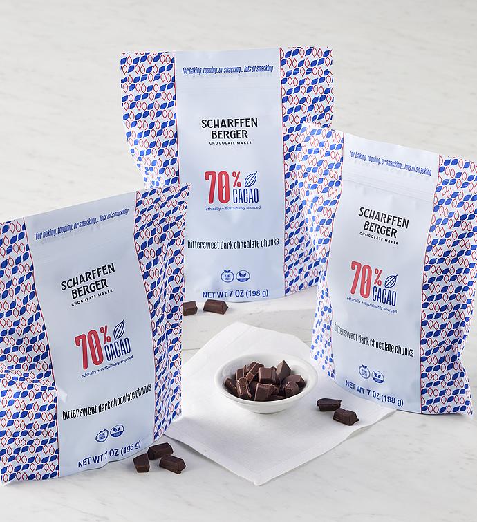 Scharffen Berger® 70% Cacao Bittersweet Dark Chocolate Baking Chunks - 3 Pack