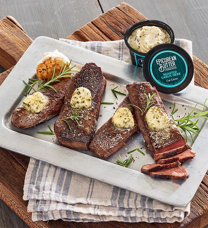 Sirloin Cap Steaks with Garlic Herb Butter - 4 Pack
