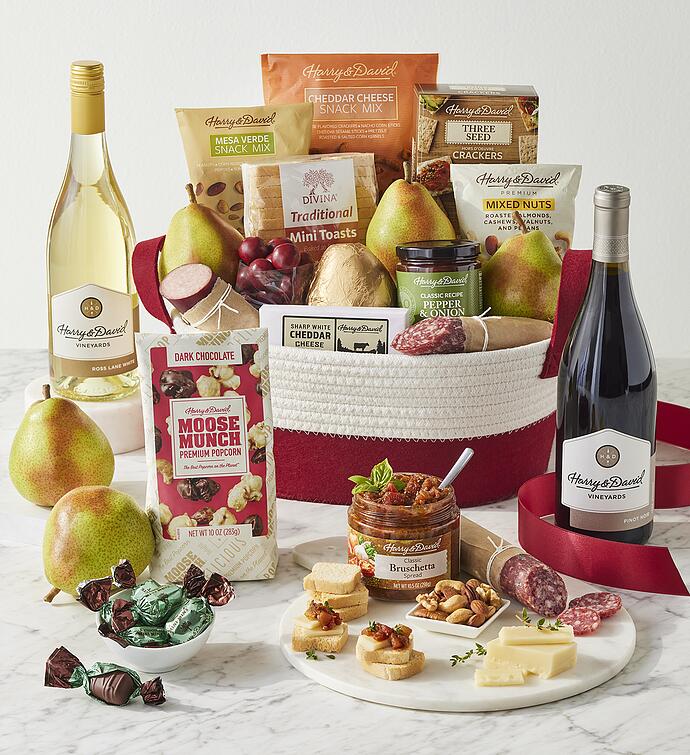 Deluxe Season’s Best Gift Basket with Wine
