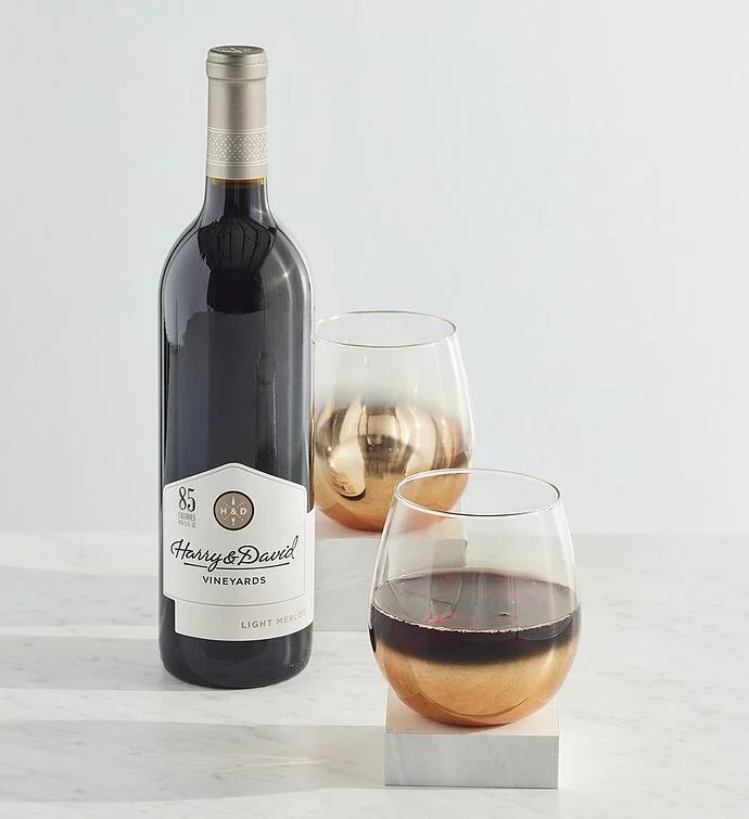 Amber Wine Glasses with Light Merlot