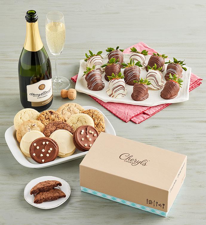 Cheryl’s® Cookies, Gourmet Drizzled Strawberries™, and Wine