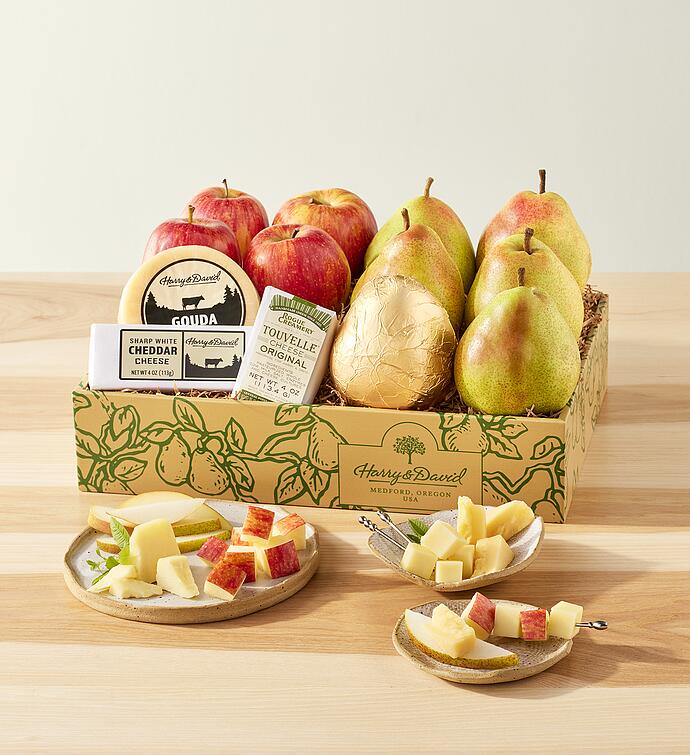 Deluxe Pears, Apples, and Cheese Gift
