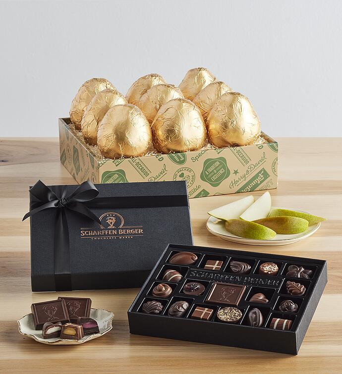 Royal Riviera® Gold Pear Gift with Scharffen Berger® Chocolatier’s Collection